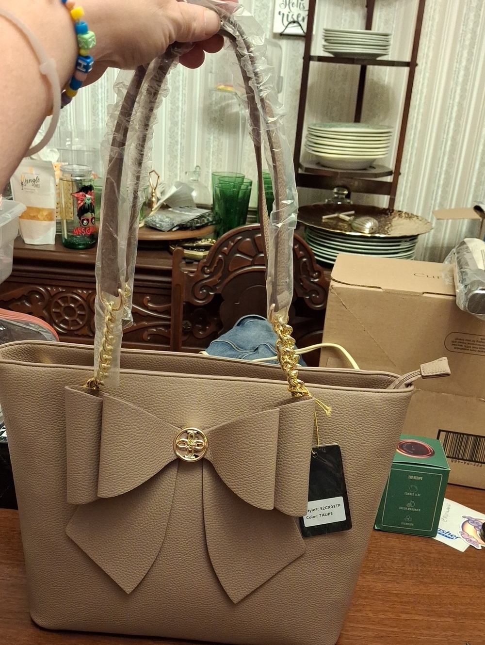 Like Dreams Aubrey Bow Vegan Leather Tote Bag NWT